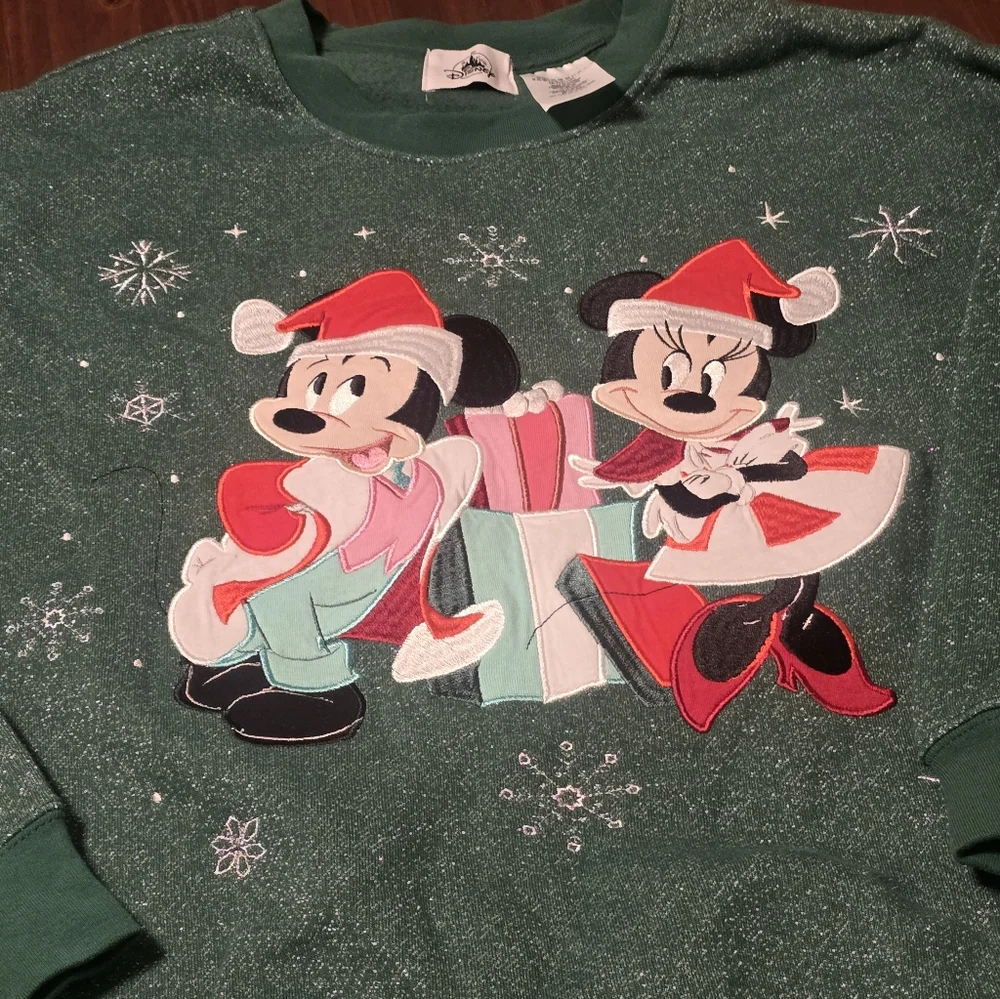 Disney 3X Santa Mickey & Minnie Mouse Christmas Holiday Pullover Sweatshirt - Picture 2 of 8